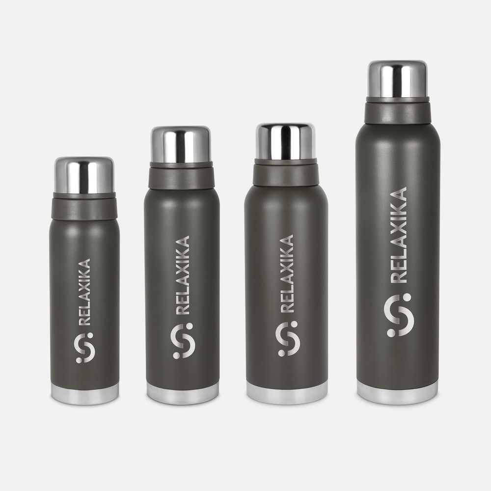 Термос Relaxika 1000 со стикерпаком, хаки / Миниатюра WWW (1000)