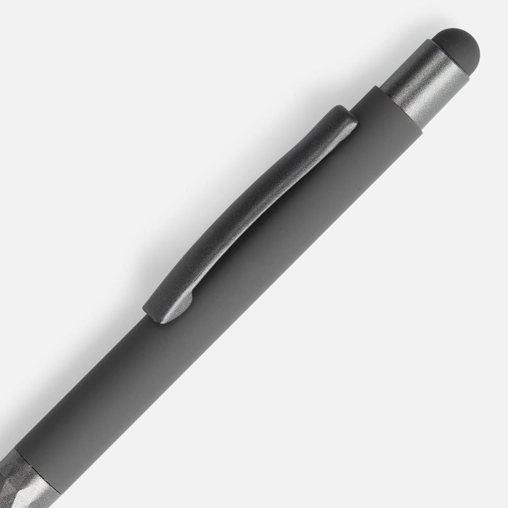 Ручка шариковая со стилусом Digit Soft Touch, серая / Миниатюра WWW (1000)