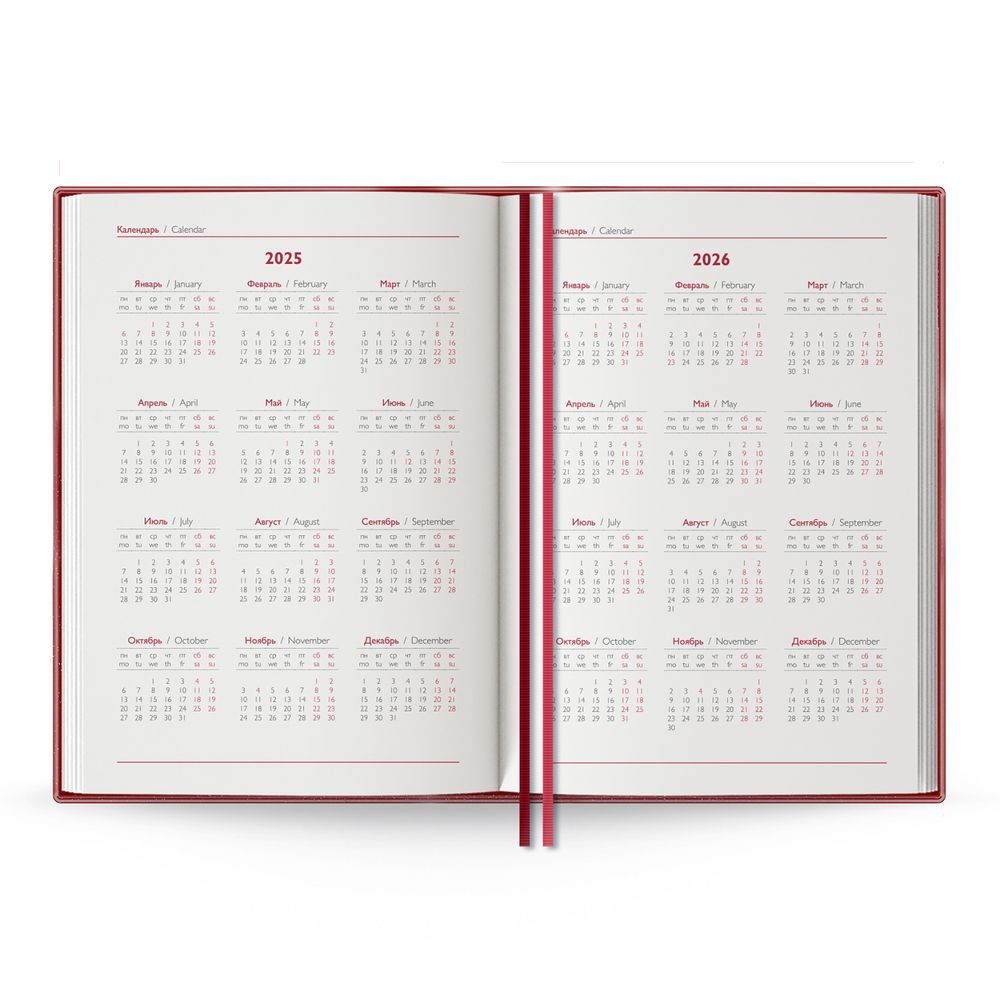 Ежедневник Merida, датированный, красный / Миниатюра WWW (1000)