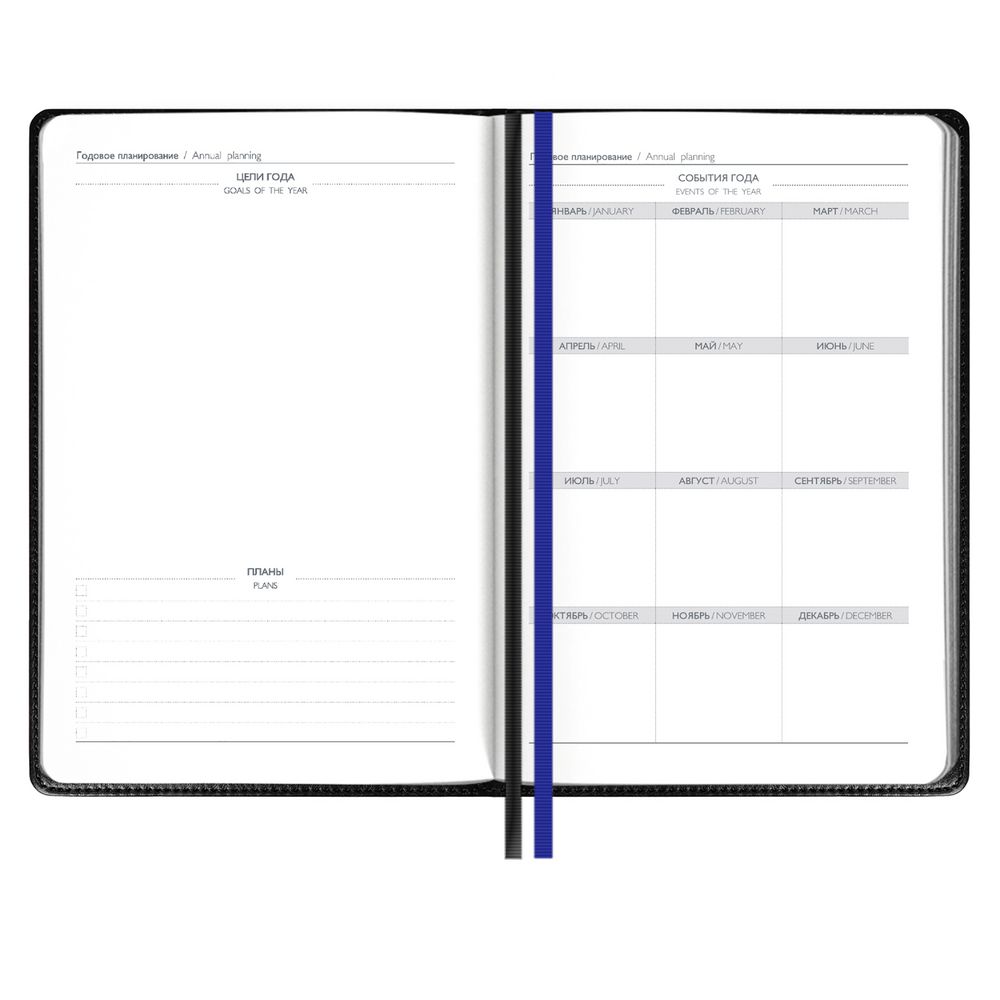 Ежедневник Alanis, недатированный, черный c синим / Миниатюра WWW (1000)