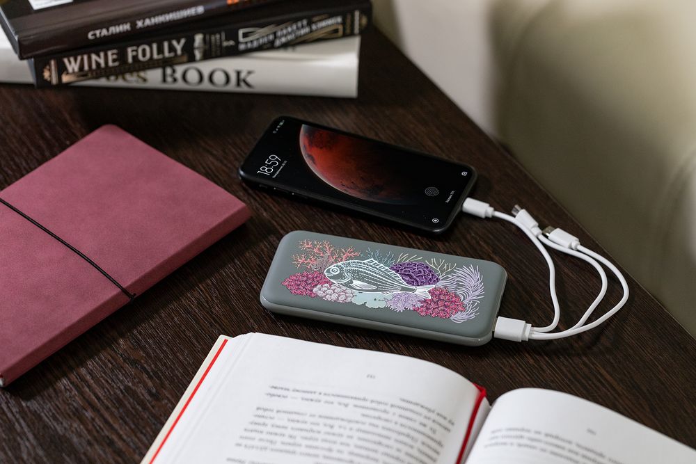 Аккумулятор с подсветкой markBright City, 10000 мАч, серый / Миниатюра WWW (1000)