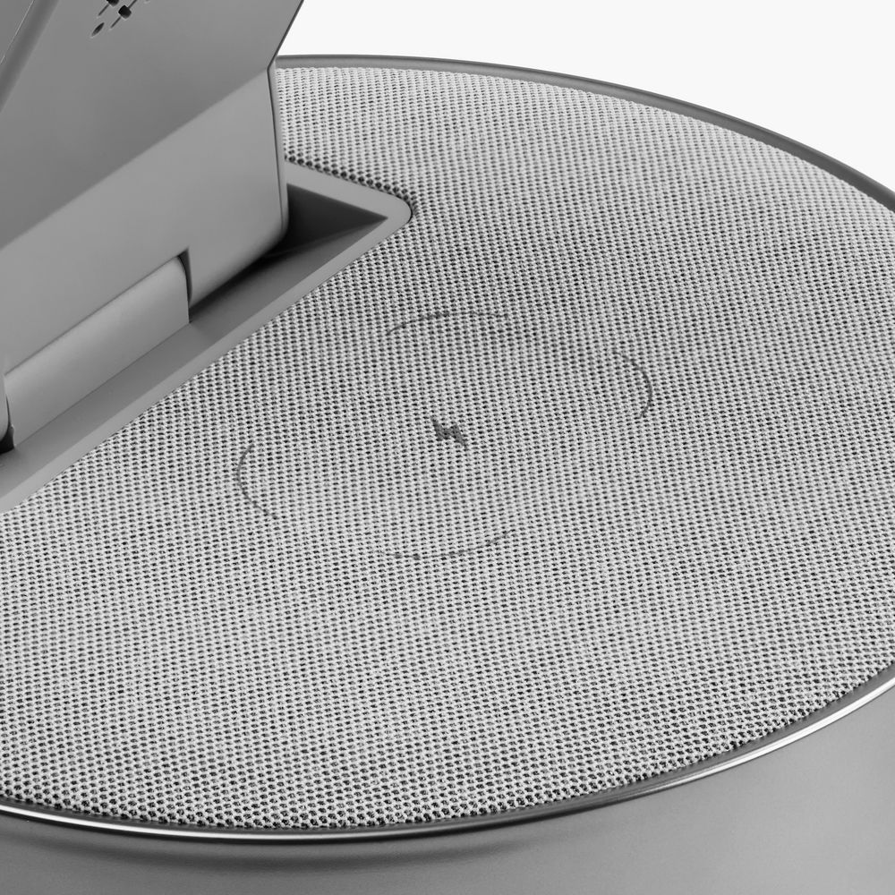 Bluetooth-колонка с беспроводной зарядкой и часами netEnergy, серая / Миниатюра WWW (1000)