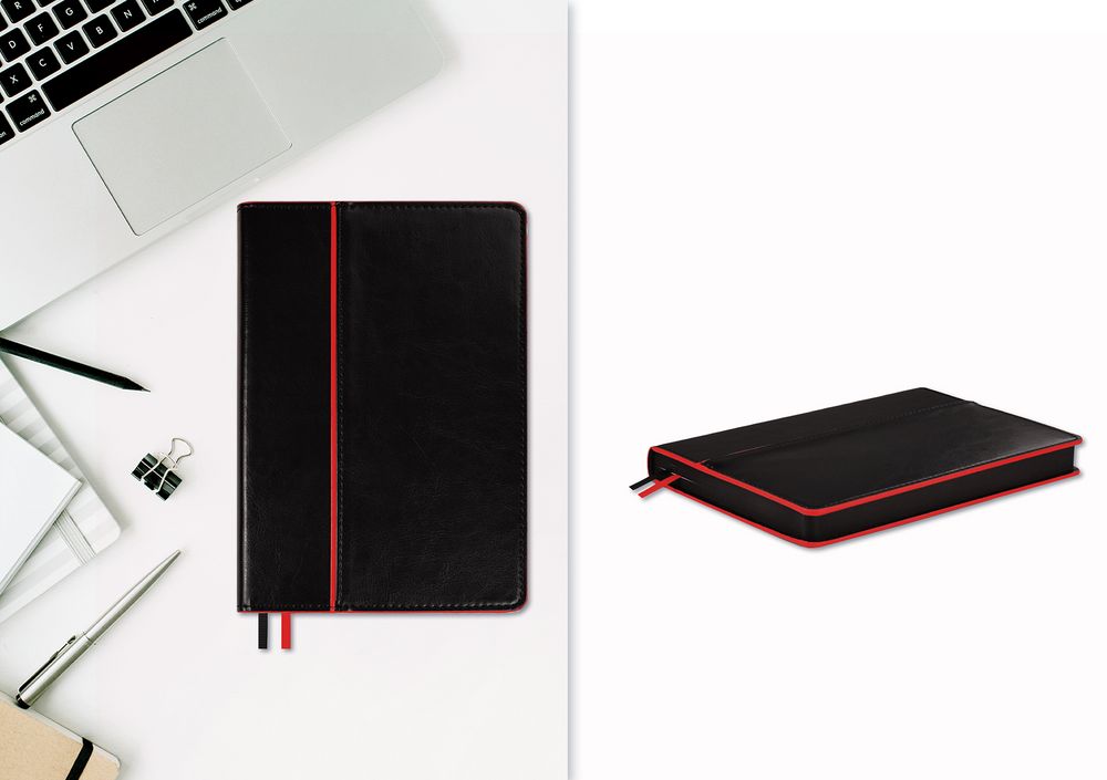 Ежедневник Alanis, недатированный, черный c красным / Миниатюра WWW (1000)