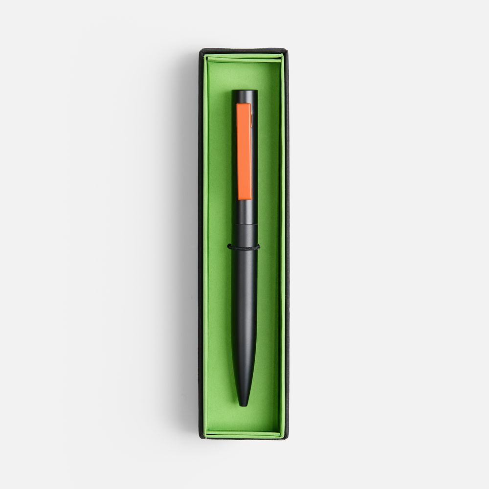 Ручка шариковая Inkolor в футляре, черная с оранжевым / Миниатюра WWW (1000)