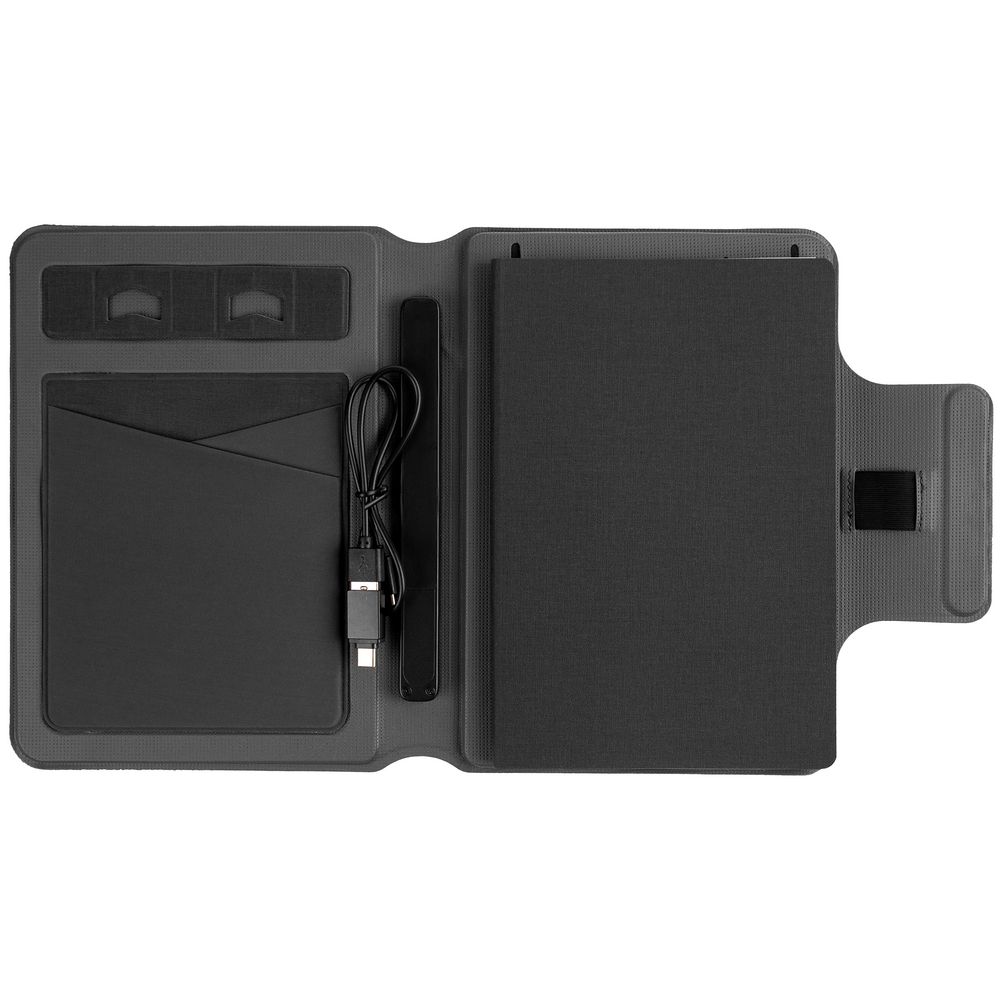 Органайзер с блокнотом и аккумулятором Oiro, черный / Миниатюра WWW (1000)