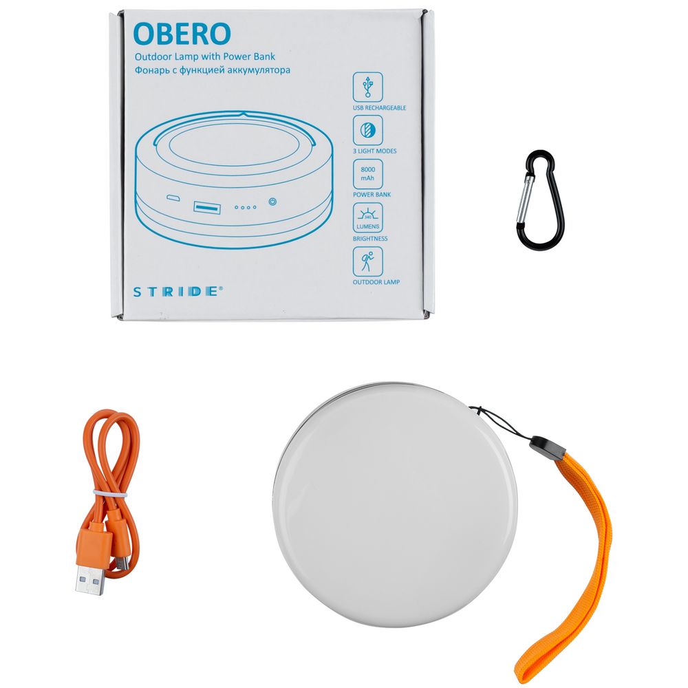 Фонарь с функцией аккумулятора Obero, белый с черным / Миниатюра WWW (1000)