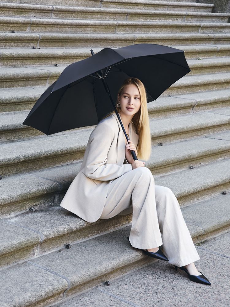 Зонт-трость Domelike, черный / Миниатюра WWW (1000)