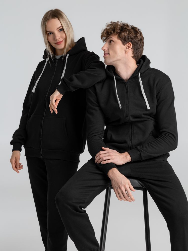 Толстовка на молнии с капюшоном Unit Siverga Heavy, черная / Миниатюра WWW (1000)