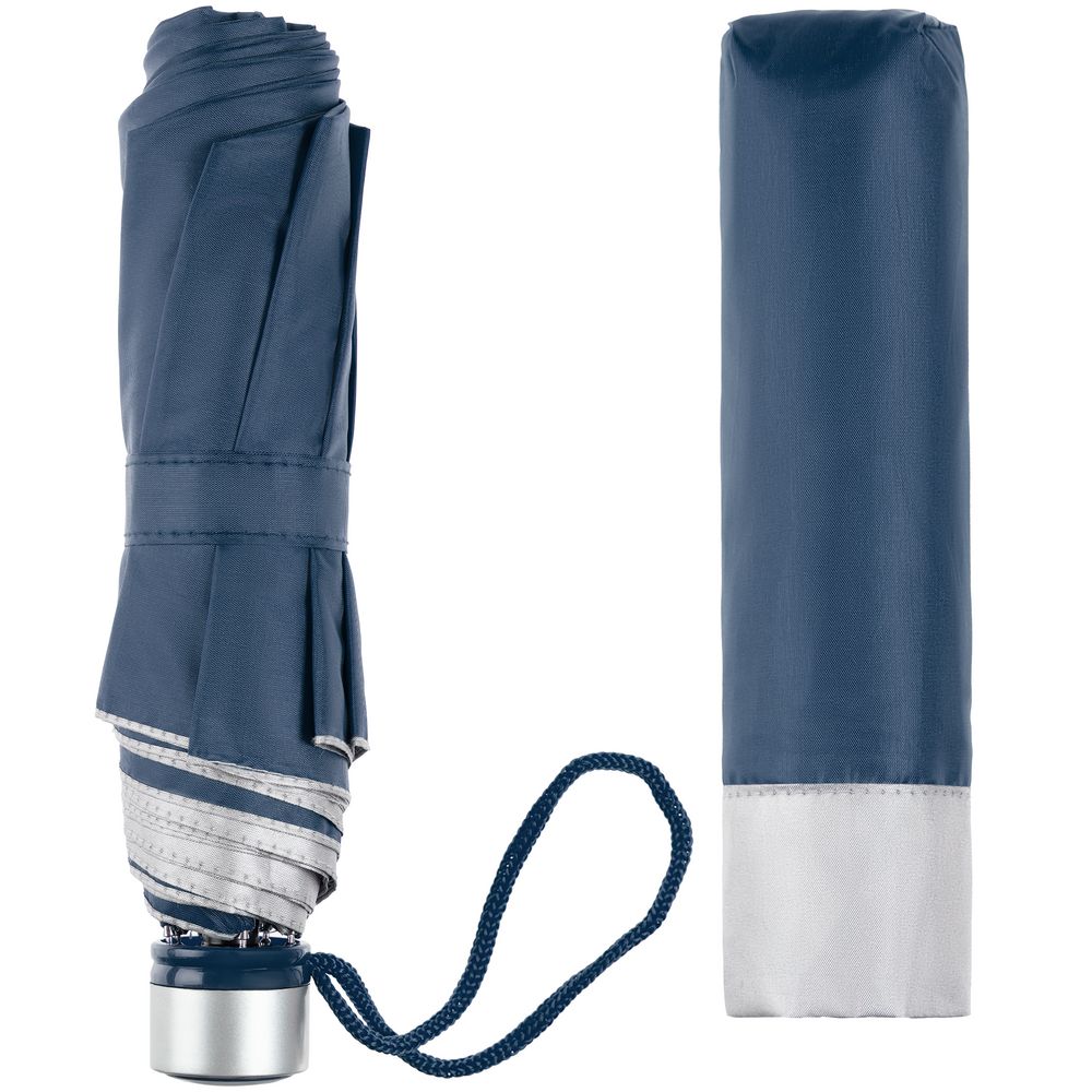 Зонт складной Silverlake, синий с серебристым / Миниатюра WWW (1000)