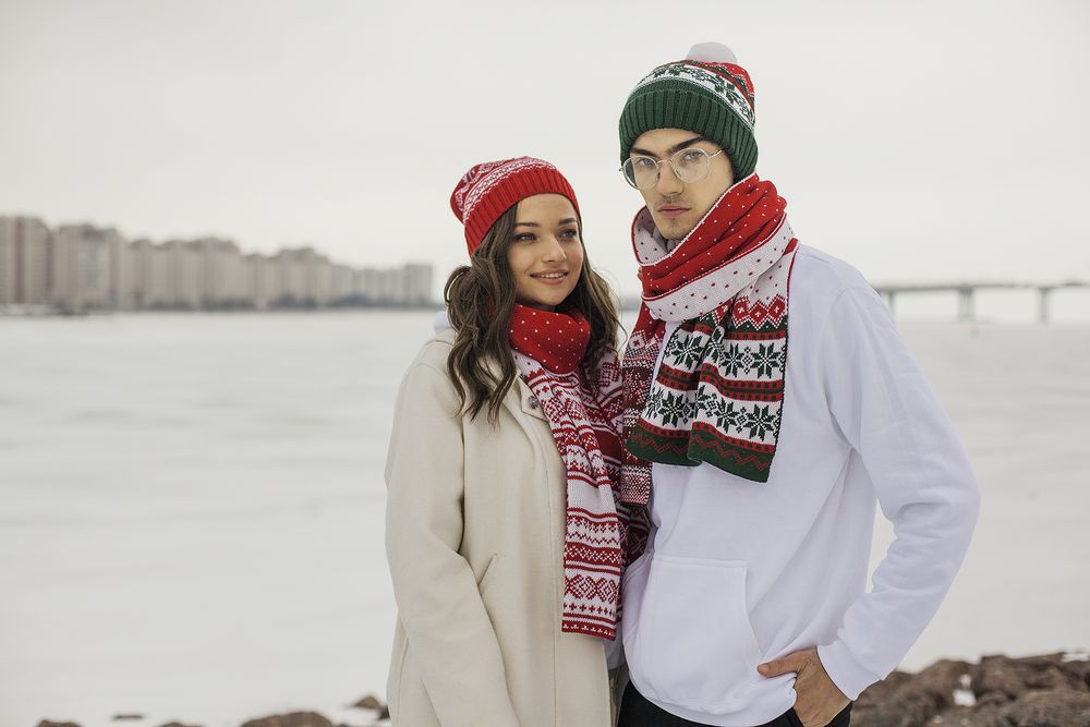 Шарф Happy View, красный с зеленым / Миниатюра WWW (1000)