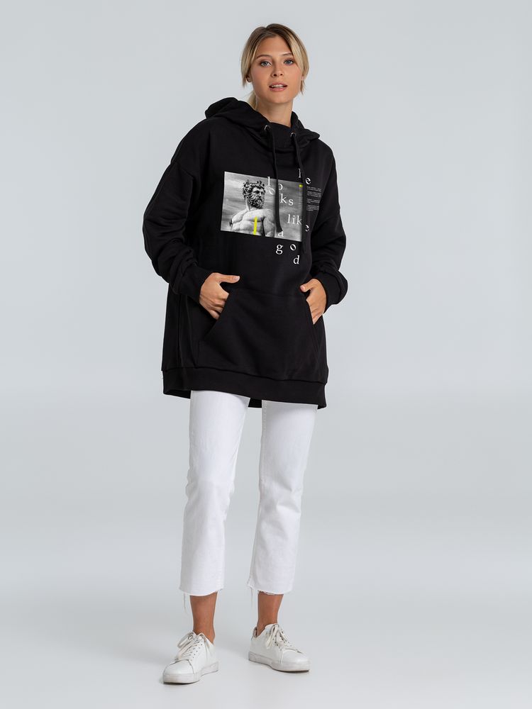 Худи оверсайз Looks Like a God, черное / Миниатюра WWW (1000)