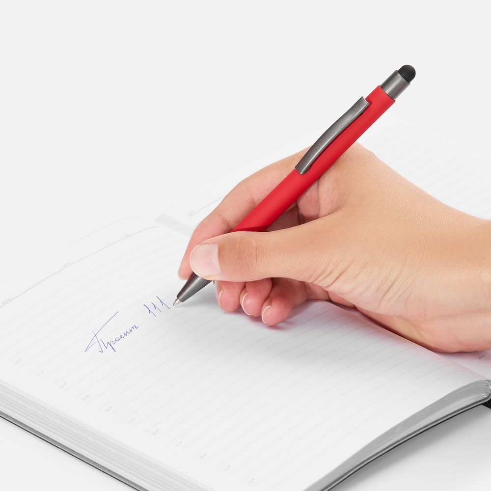 Ручка шариковая Atento Soft Touch со стилусом, красная / Миниатюра WWW (1000)