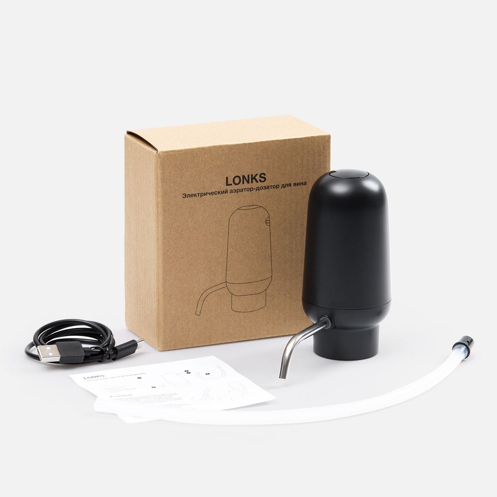 Электрический аэратор-дозатор для вина Lonks, черный / Миниатюра WWW (1000)