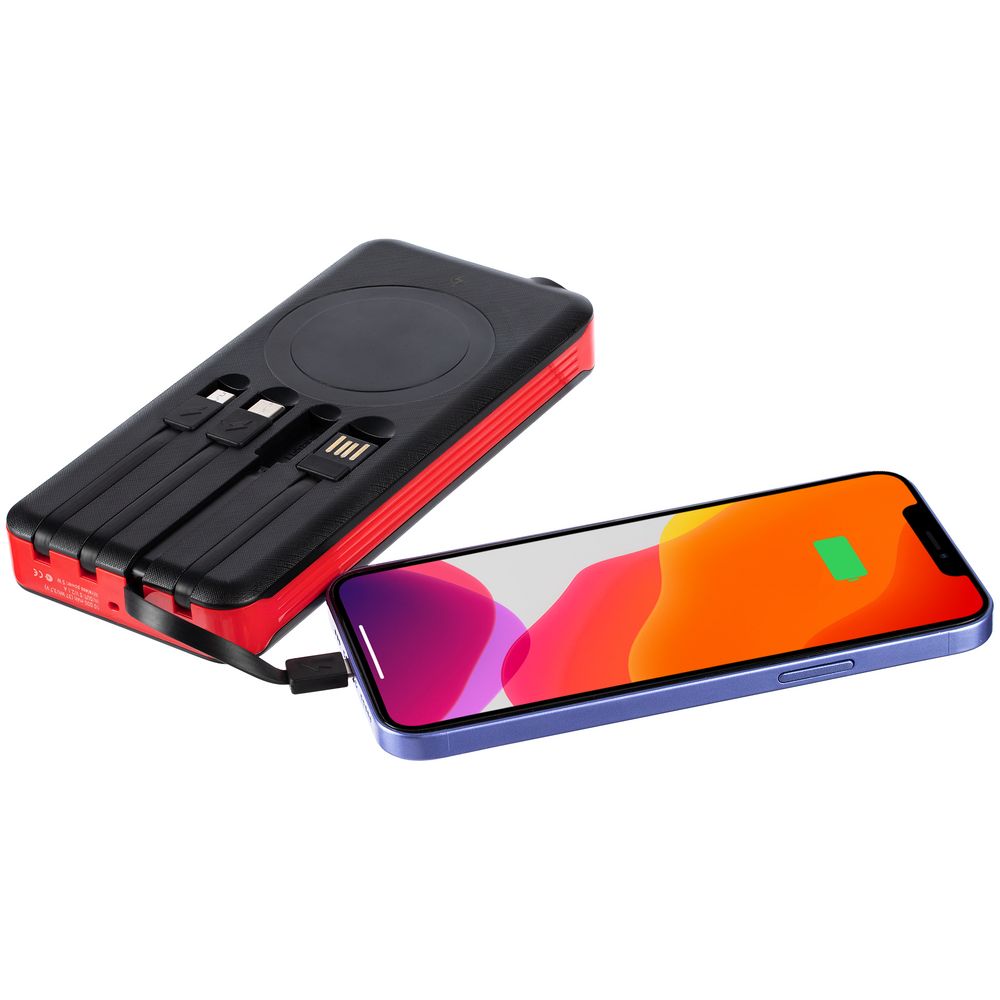 Аккумулятор с беспроводной зарядкой Holiday Maker Wireless, 10000 мАч, красный / Миниатюра WWW (1000)