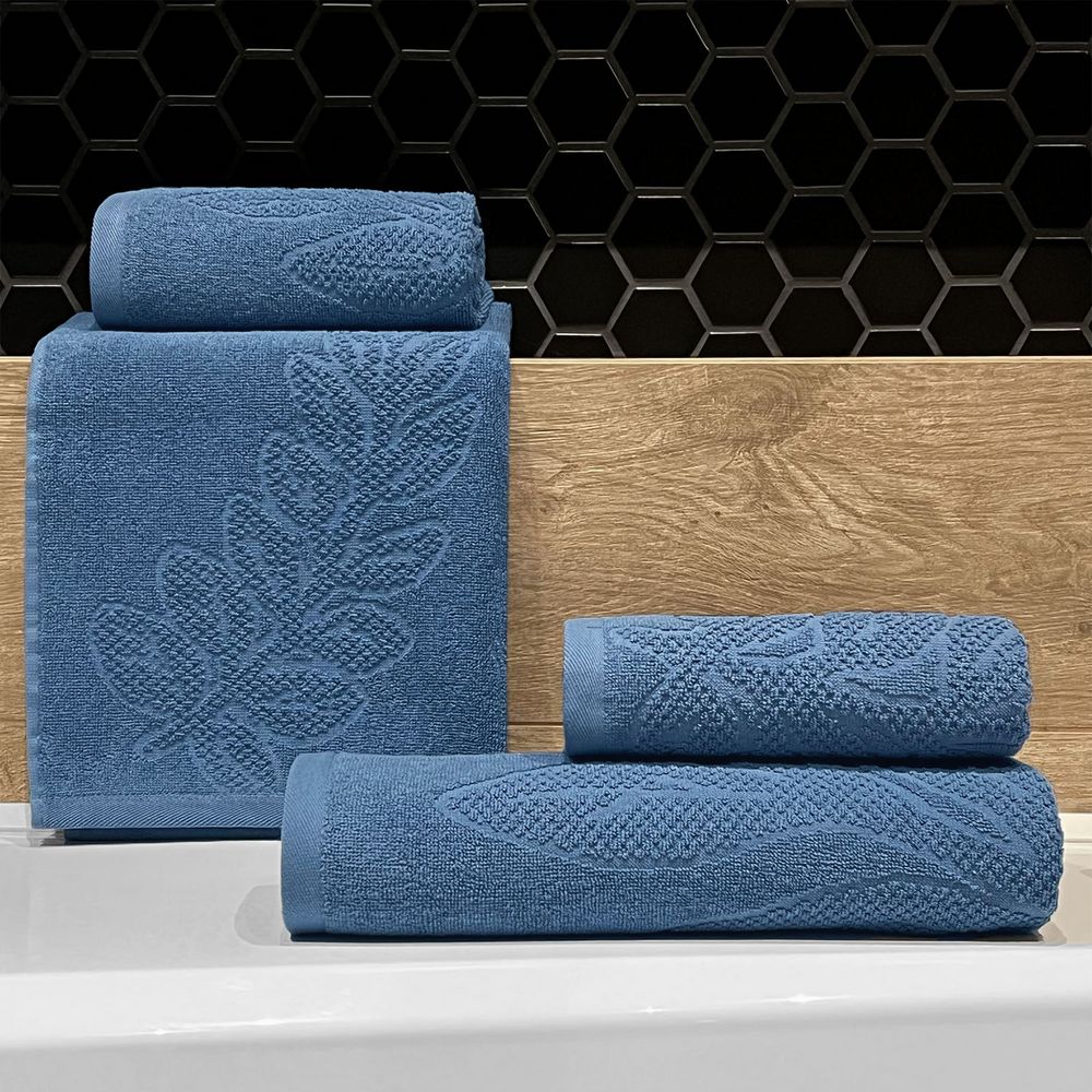 Полотенце махровое «Флора», среднее, синее / Миниатюра WWW (1000)