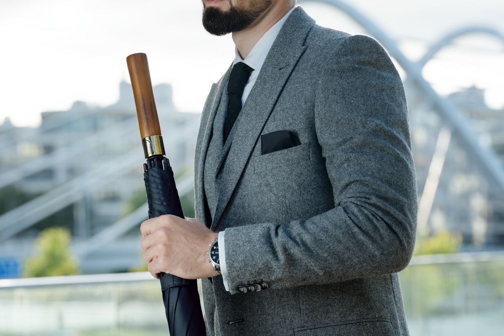 Зонт-трость Represent, черный / Миниатюра WWW (1000)