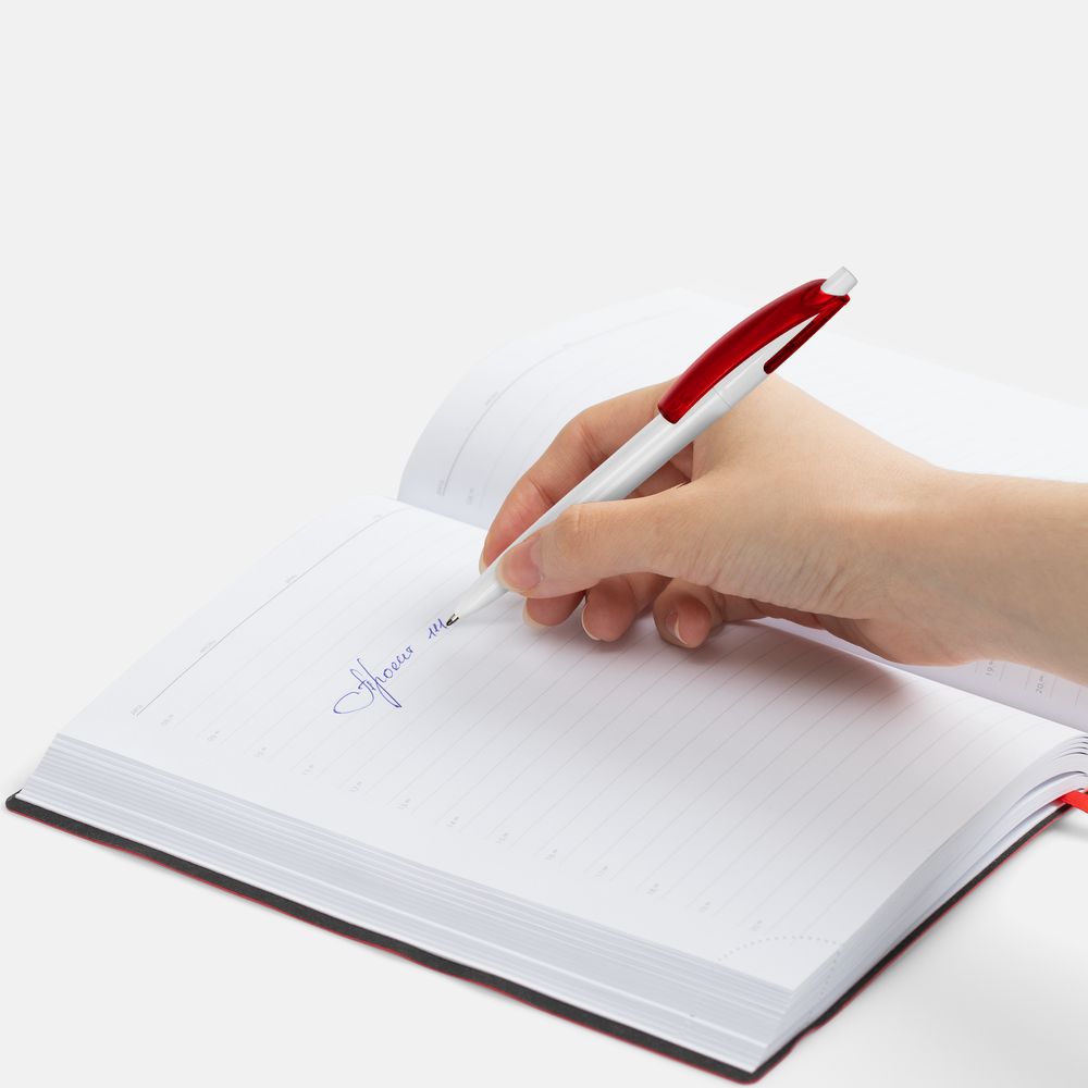 Ручка шариковая Bento, белая с красным / Миниатюра WWW (1000)