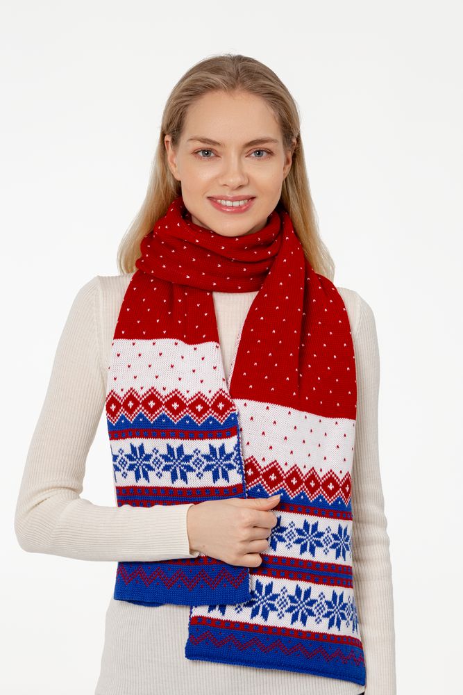 Шарф Happy View, красный с синим / Миниатюра WWW (1000)