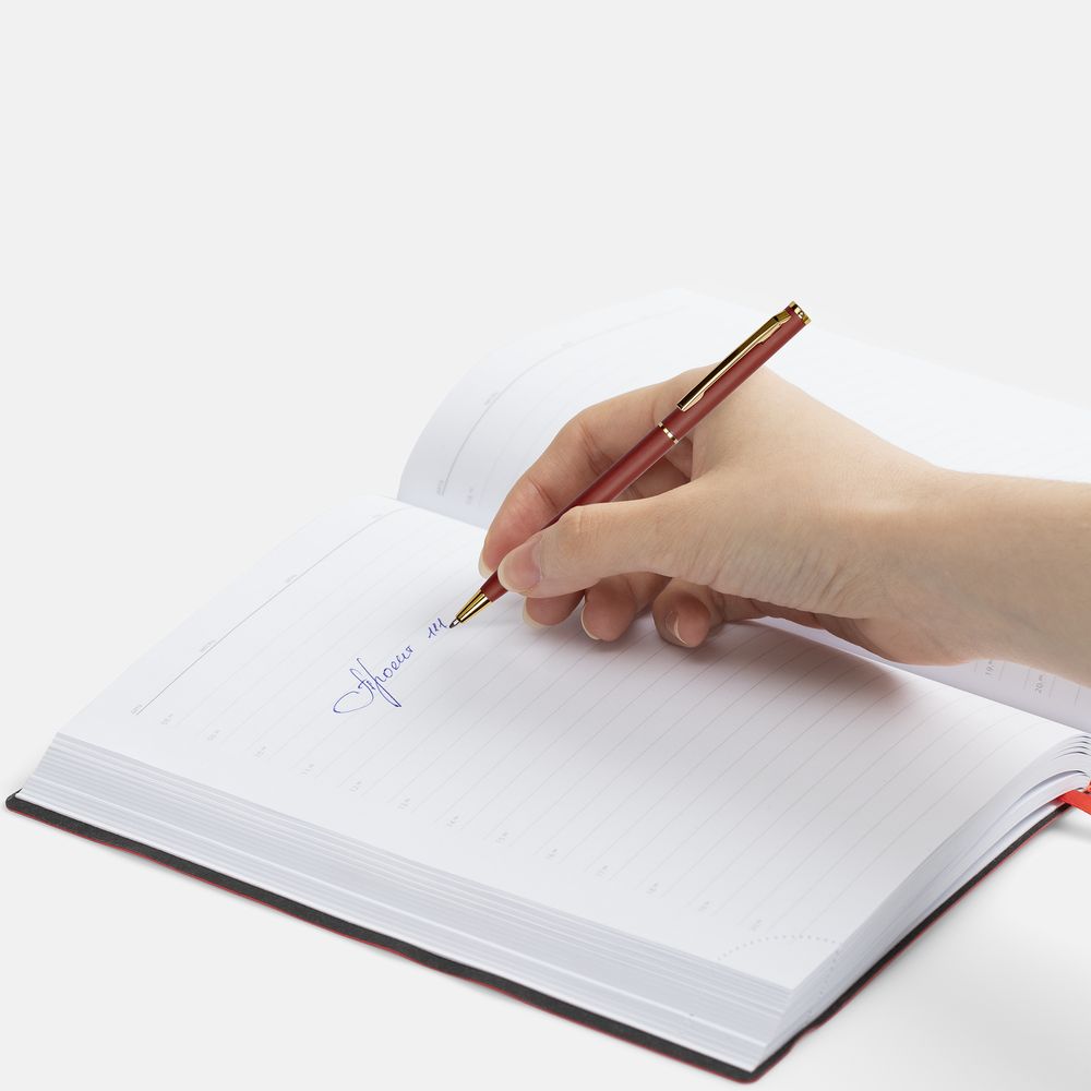 Ручка шариковая Hotel Gold, ver.2, матовая бордовая / Миниатюра WWW (1000)