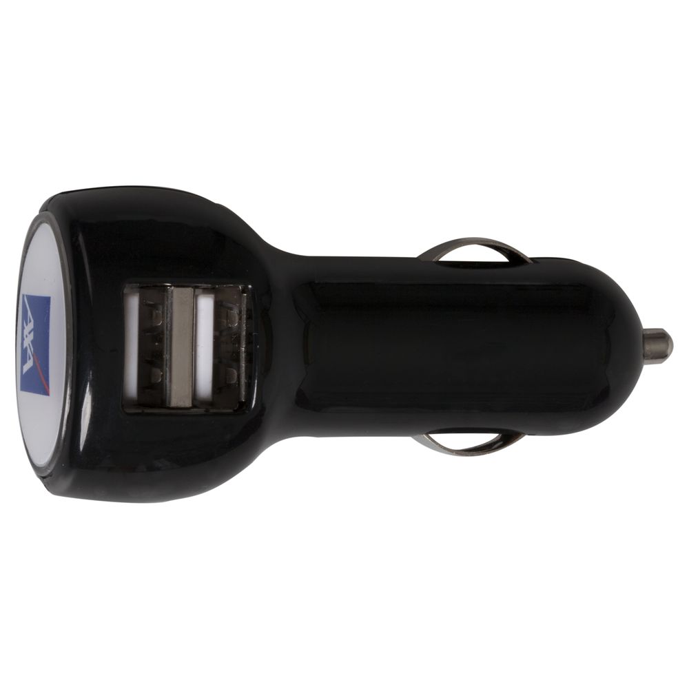 Автомобильное зарядное устройство с подсветкой Logocharger, черное / Миниатюра WWW (1000)