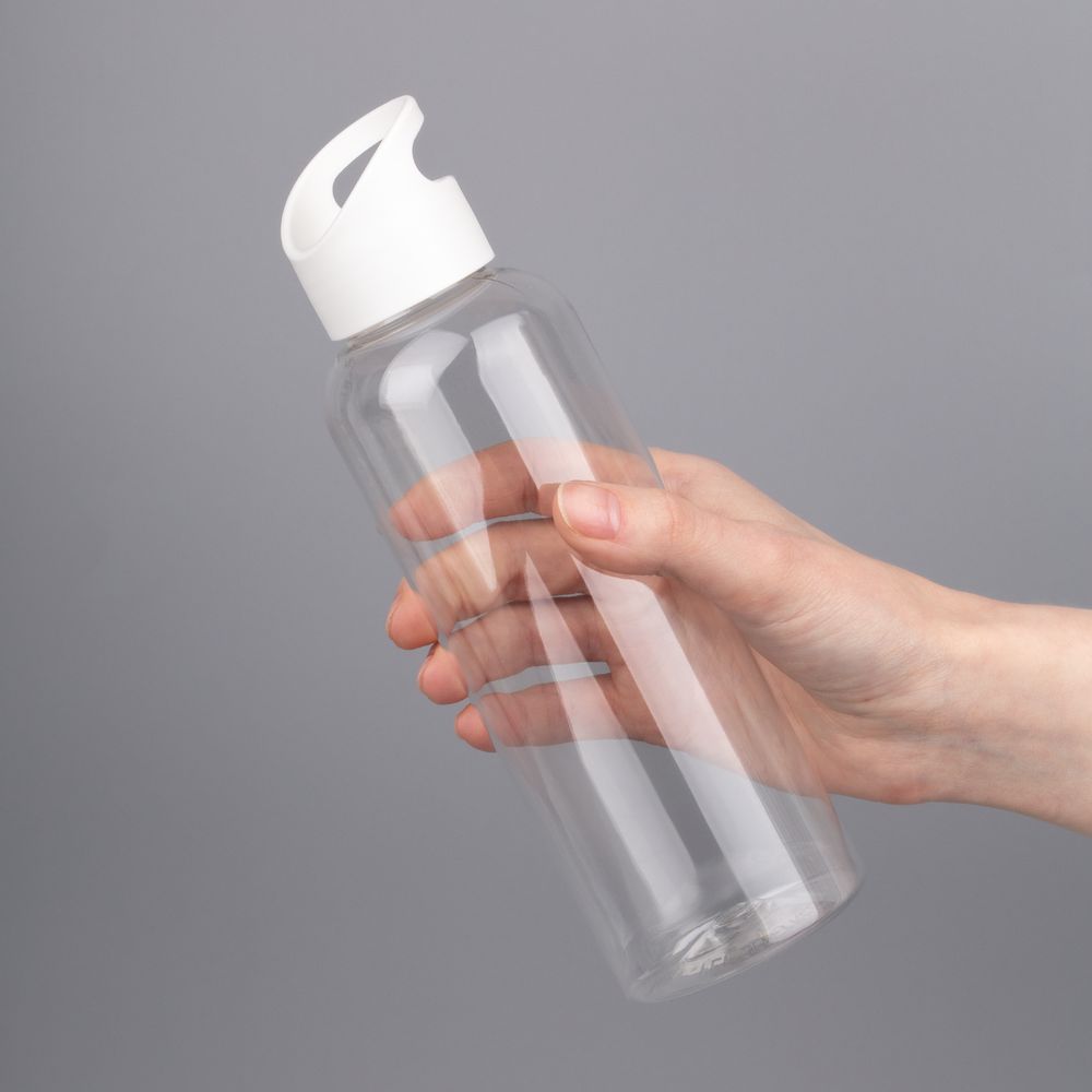 Бутылка для воды Plaske, прозрачная с белой крышкой / Миниатюра WWW (1000)