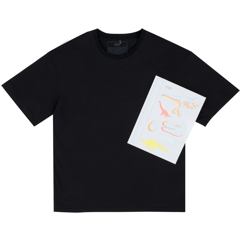 Футболка оверсайз с термонаклейками «Динозавры-прокрастинаторы», черная / Миниатюра WWW (1000)