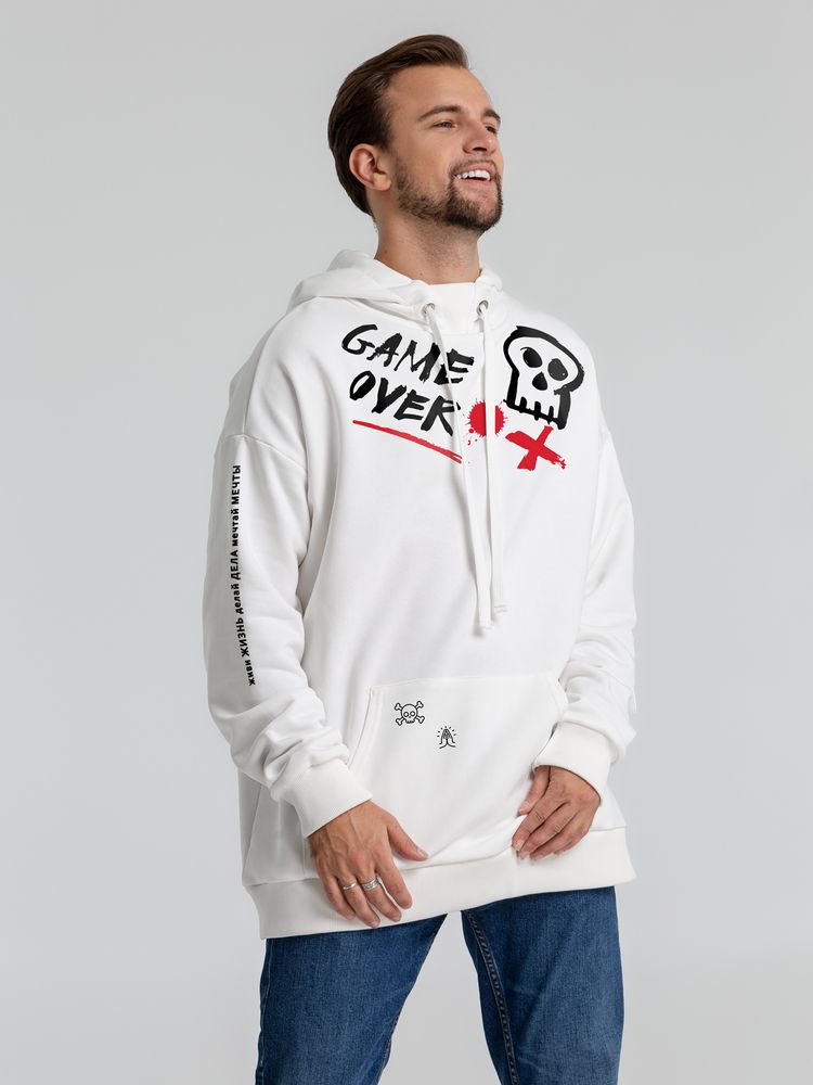 Худи оверсайз с термонаклейками Game Over, молочно-белое / Миниатюра WWW (1000)