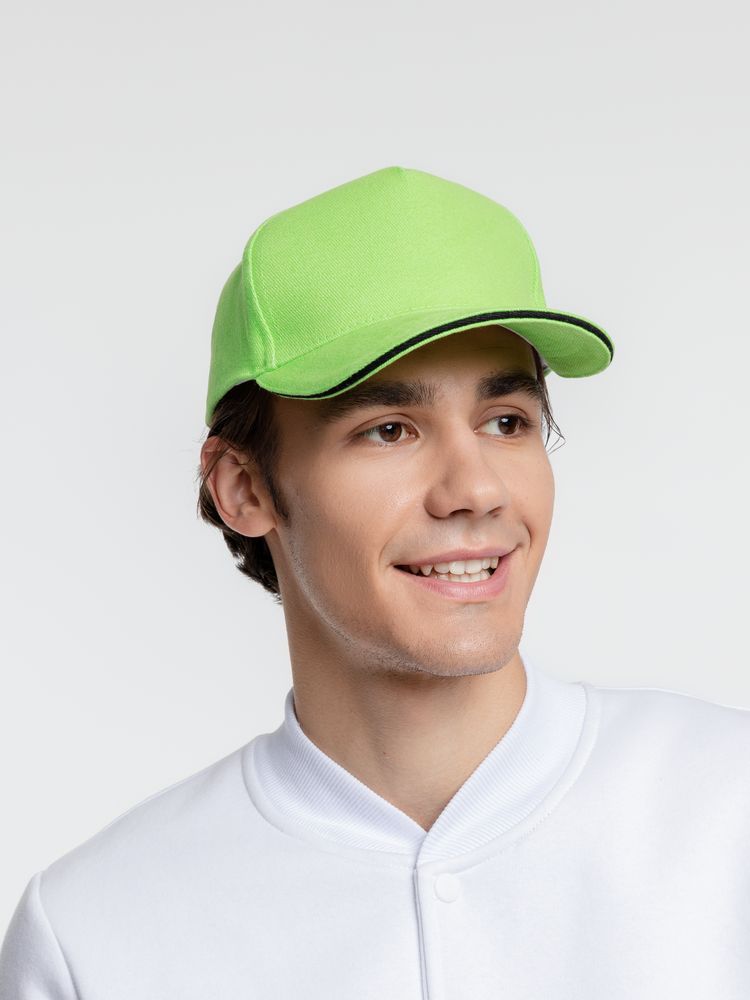 Бейсболка Classic, зеленое яблоко с черным кантом / Миниатюра WWW (1000)