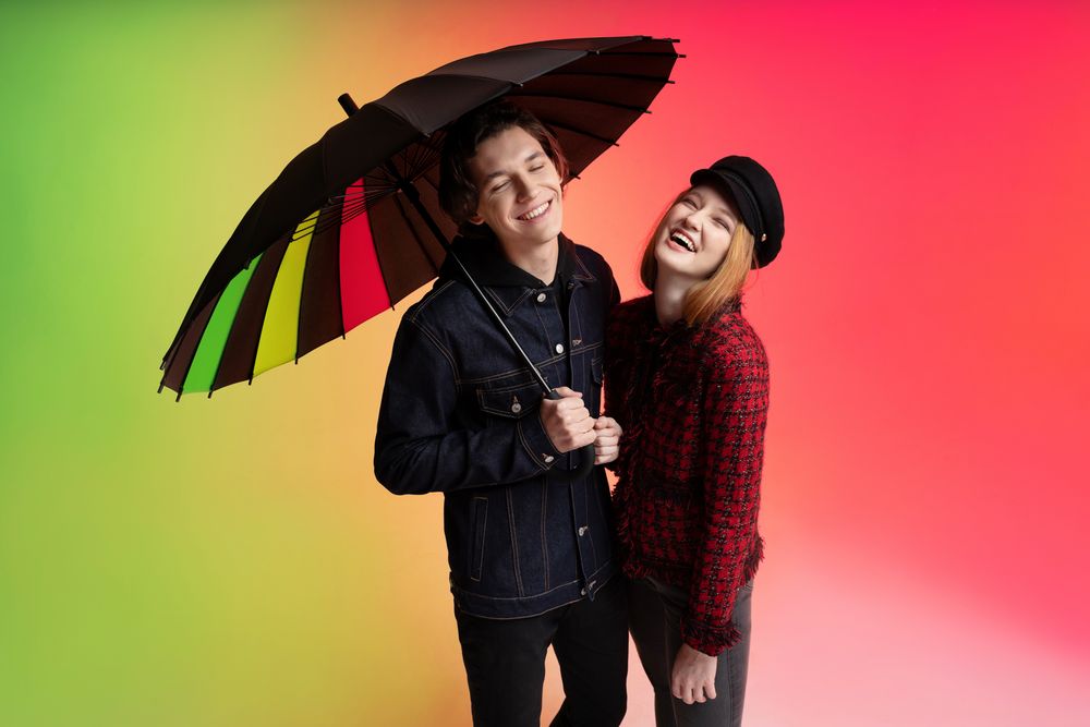 Зонт-трость «Спектр», черный неон / Миниатюра WWW (1000)