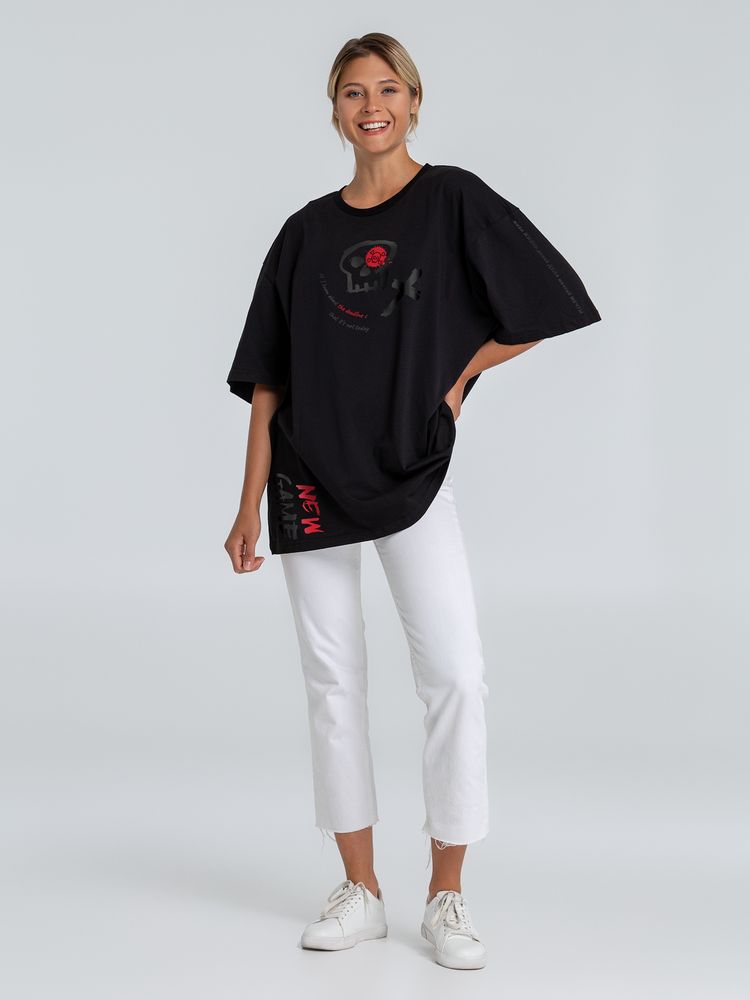 Футболка оверсайз с термонаклейками Game Over, черная / Миниатюра WWW (1000)