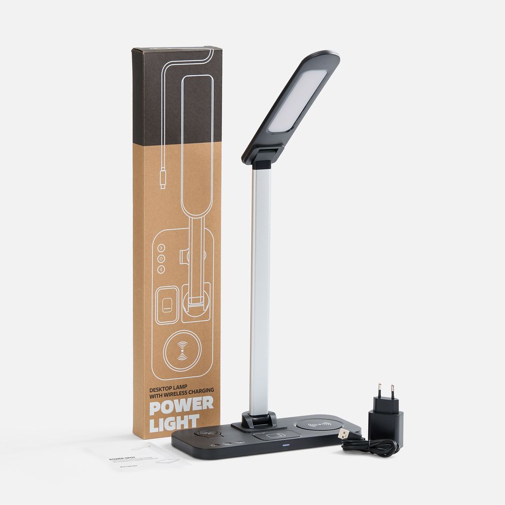 Настольная лампа с беспроводной зарядкой Power Light, черная / Миниатюра WWW (1000)