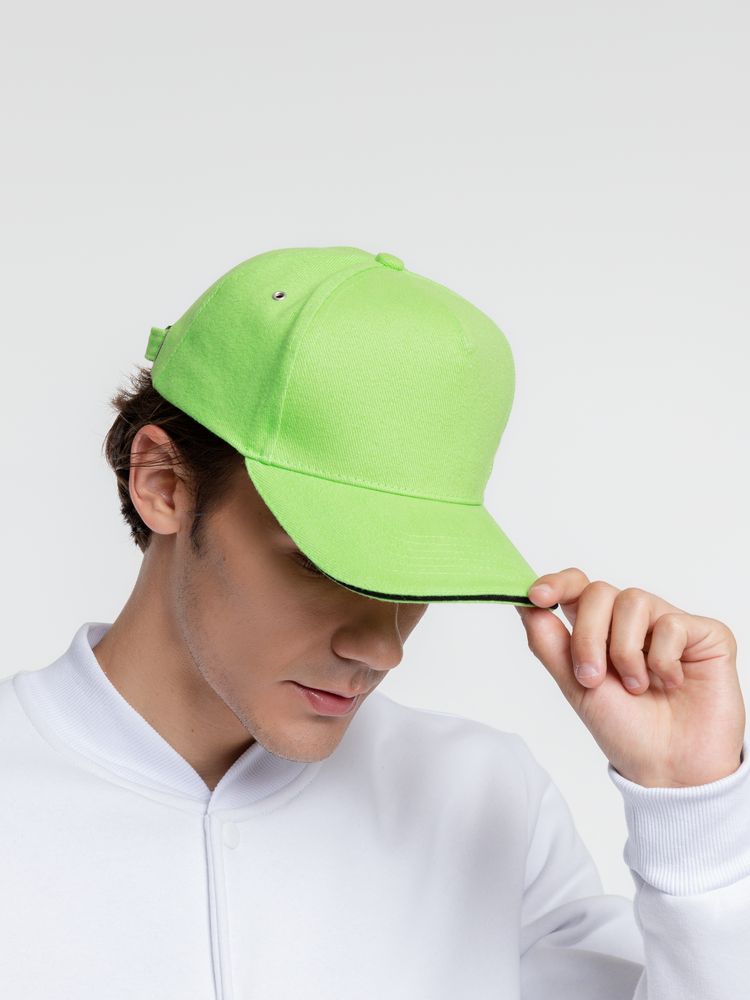 Бейсболка Classic, зеленое яблоко с черным кантом / Миниатюра WWW (1000)