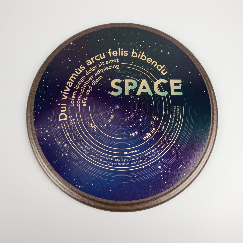 Плакетка Plaque, круглая, венге с золотистой пластиной / Миниатюра WWW (1000)