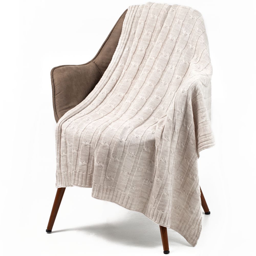 Плед Trenza, светло-бежевый меланж / Миниатюра WWW (1000)