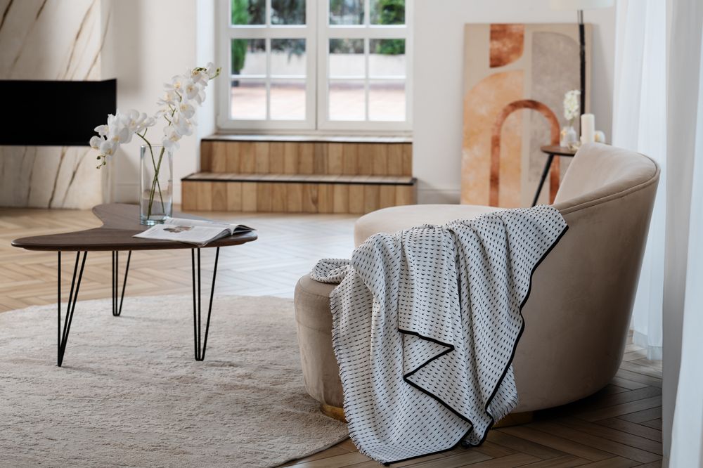 Плед Fringy, белый с черным / Миниатюра WWW (1000)