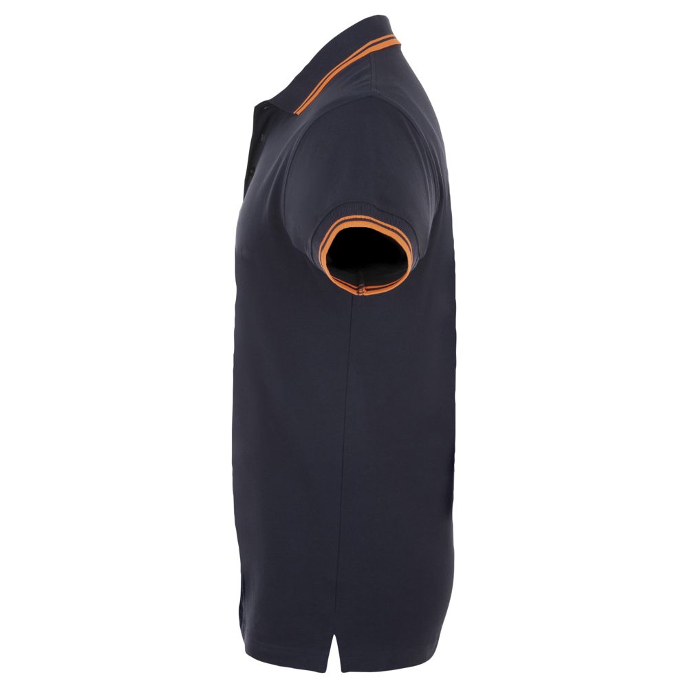 Рубашка поло мужская Pasadena Men 200 с контрастной отделкой, темно-синяя (navy) с неоново-оранжевым / Миниатюра WWW (1000)