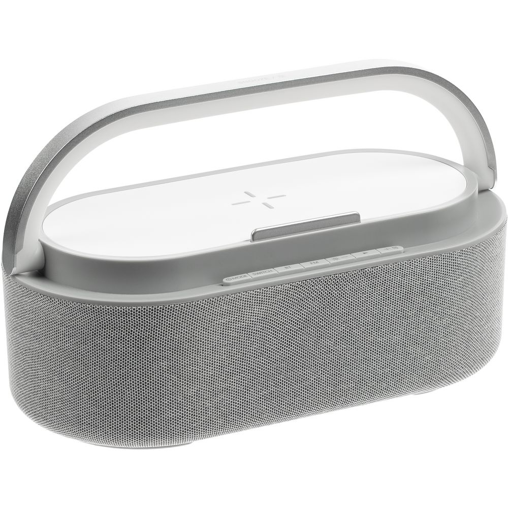 Колонка с часами и беспроводной зарядкой Veske ver.2, серая / Миниатюра WWW (1000)