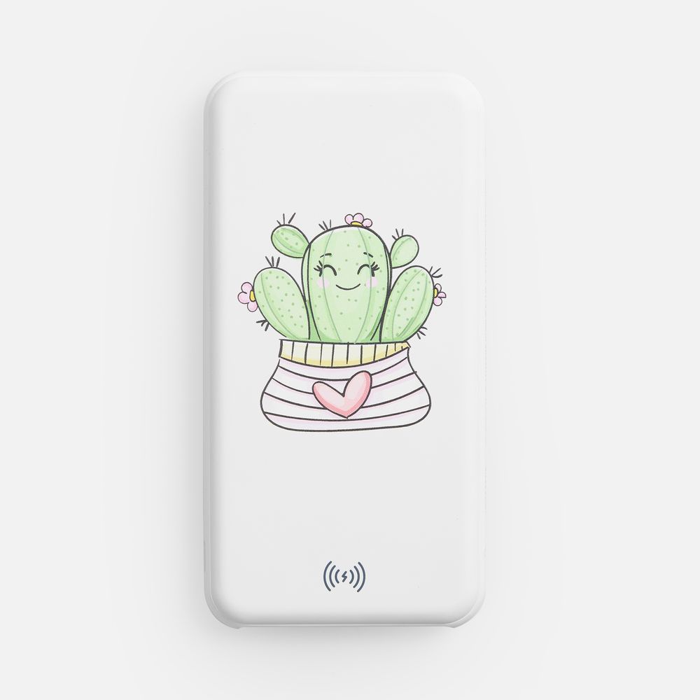 Аккумулятор с беспроводной зарядкой All Day Wireless, 10 000 мАч, белый / Миниатюра нанесения (1000)