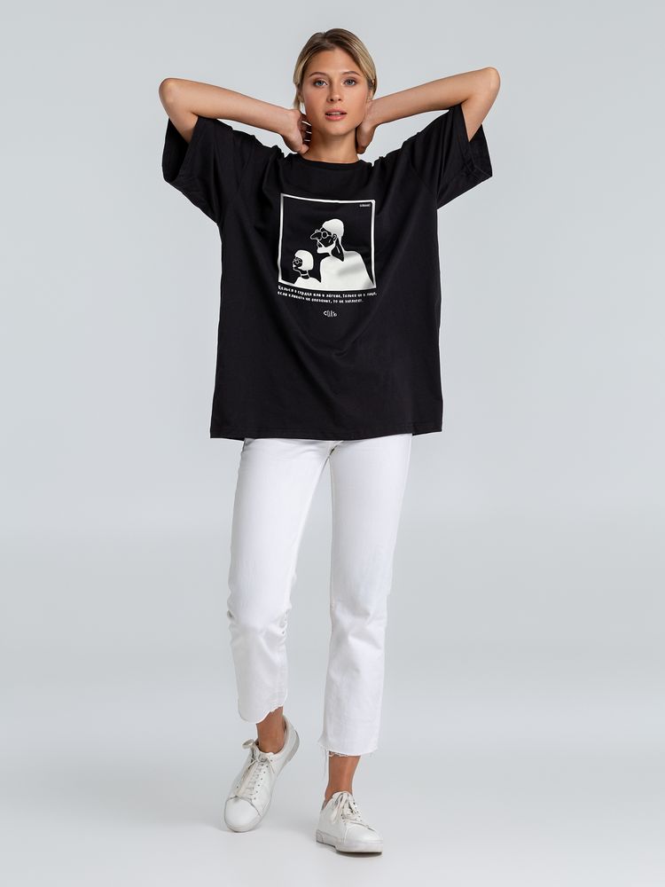 Футболка оверсайз «Леон», черная / Миниатюра WWW (1000)