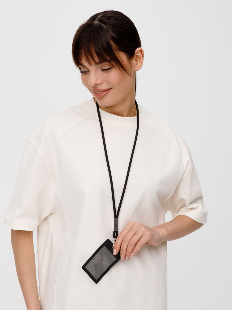 Шнурок для бейджа Tube Metal, черный / Миниатюра WWW (1000)