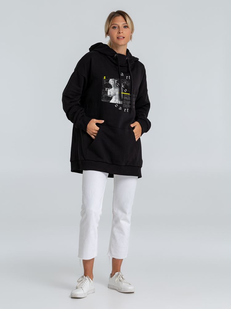 Худи оверсайз Art Broke My Heart, черное / Миниатюра WWW (1000)