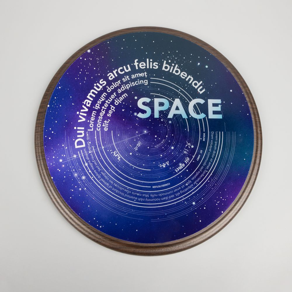 Плакетка Plaque, круглая, венге с серебристой пластиной / Миниатюра WWW (1000)