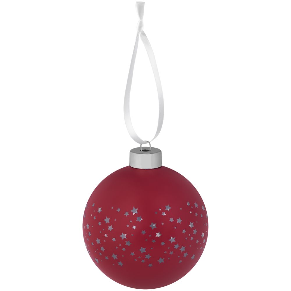 Елочный шар Stars с лентой, 10 см, красный / Миниатюра WWW (1000)