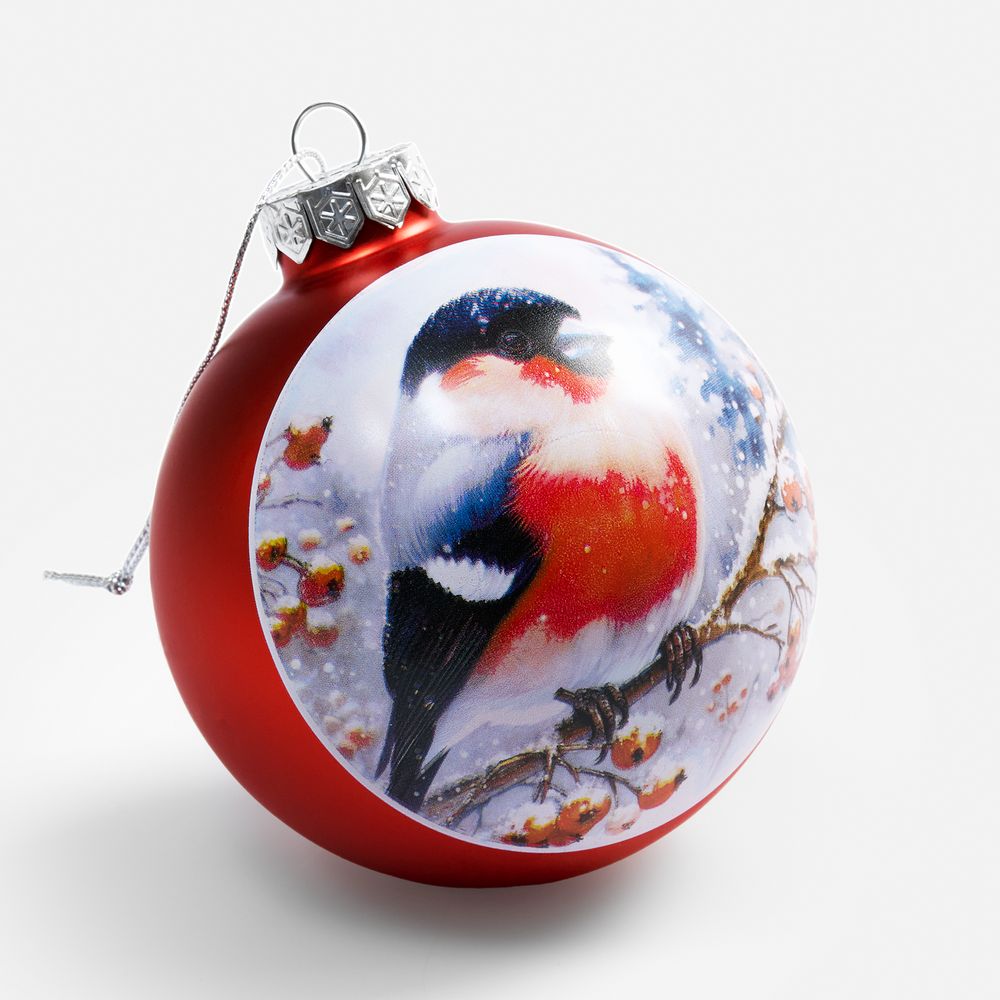 Елочный шар Finery Matt, 8 см, матовый красный / Миниатюра WWW (1000)