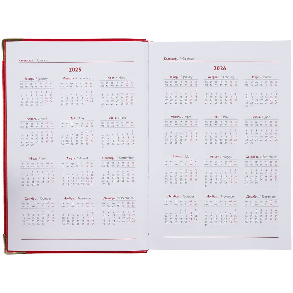 Ежедневник Lugo, датированный, красный / Миниатюра WWW (1000)