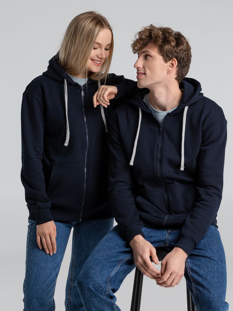 Толстовка на молнии с капюшоном Unit Siverga Heavy, темно-синяя / Миниатюра WWW (1000)