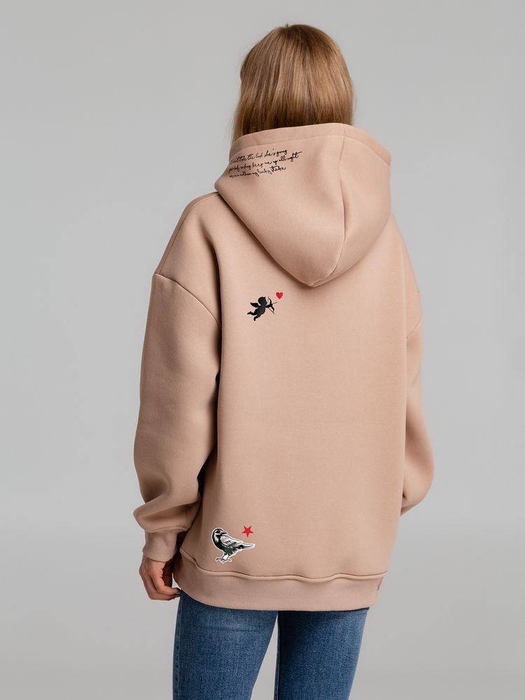 Худи оверсайз с термонаклейками Lucky Strike, бежевое / Миниатюра WWW (1000)