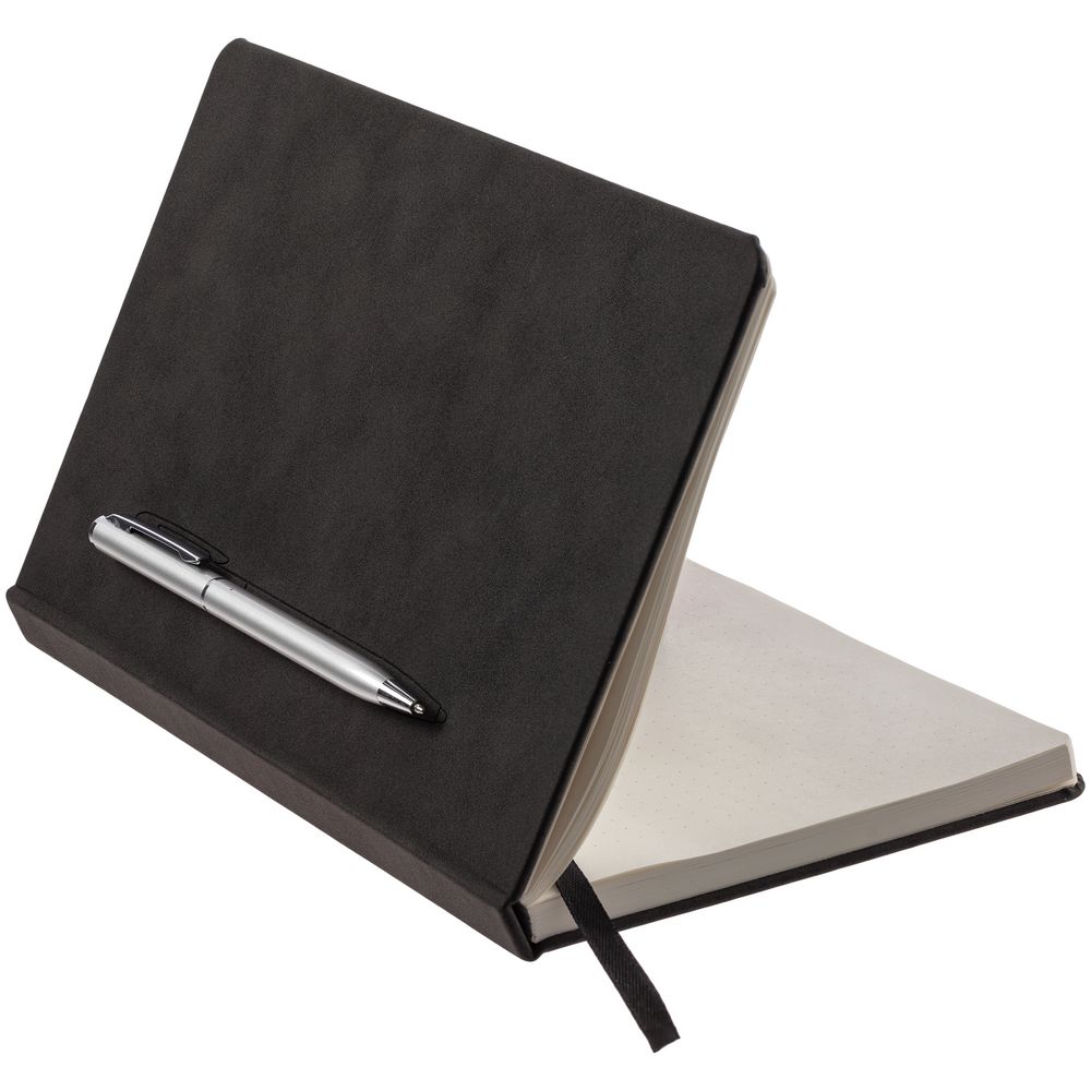 Блокнот Magnet Chrome с ручкой, черный с серым / Миниатюра WWW (1000)