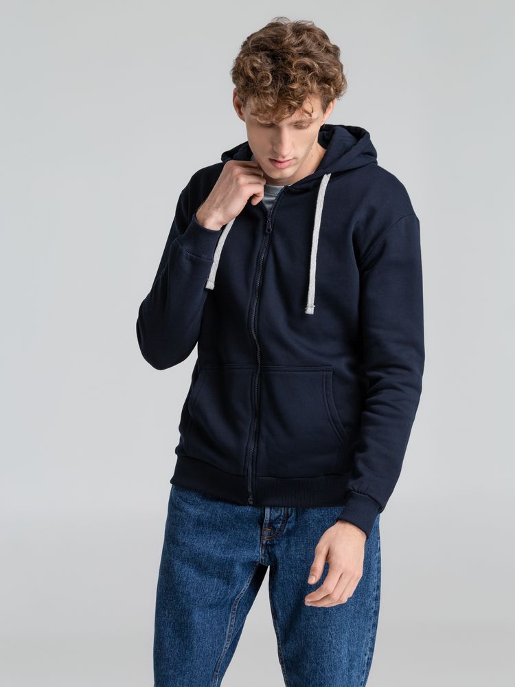 Толстовка на молнии с капюшоном Unit Siverga Heavy, темно-синяя / Миниатюра WWW (1000)