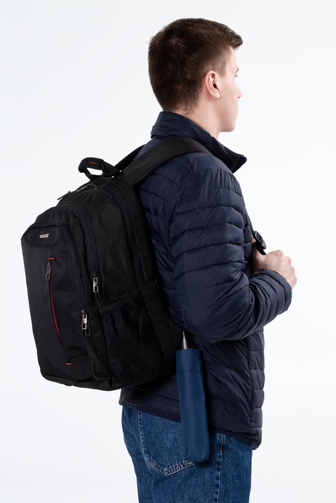 Зонт складной Clevis с ручкой-карабином, темно-синий / Миниатюра WWW (1000)